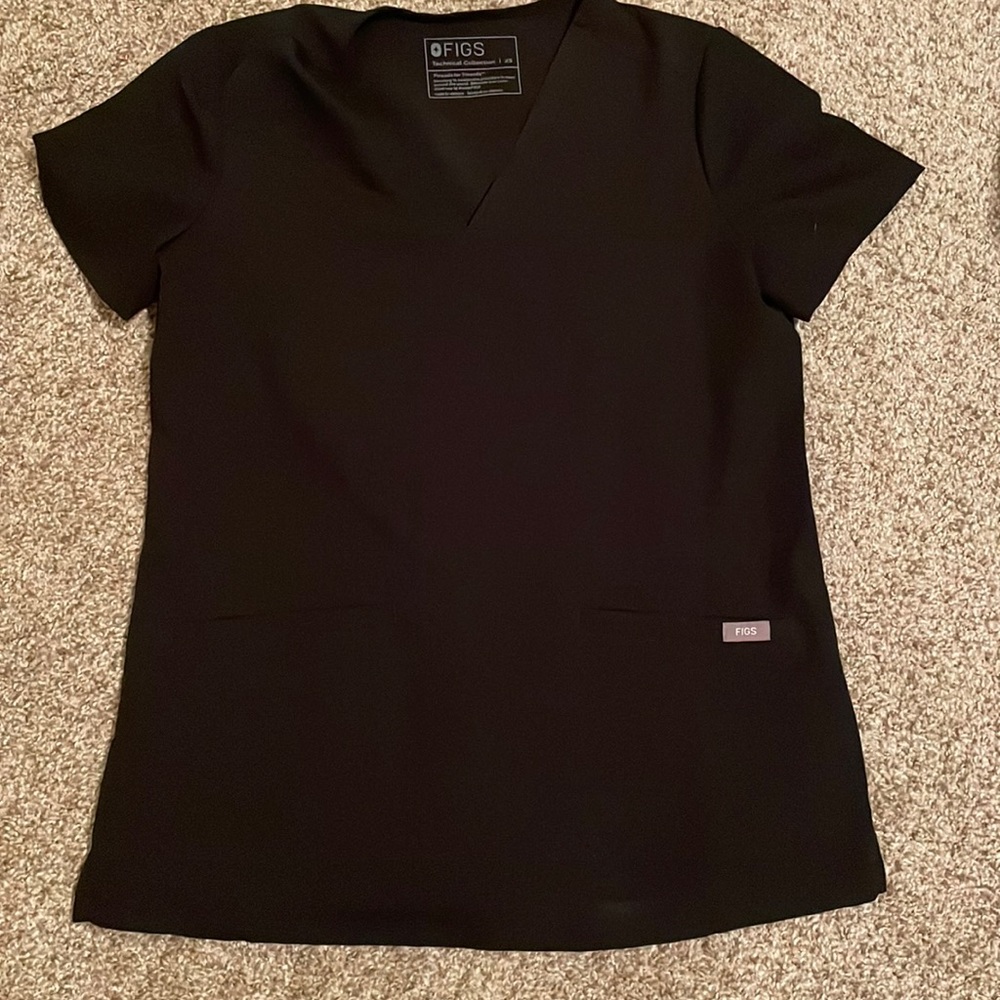 Figs Black Casma Three Pocket Scrub Top
